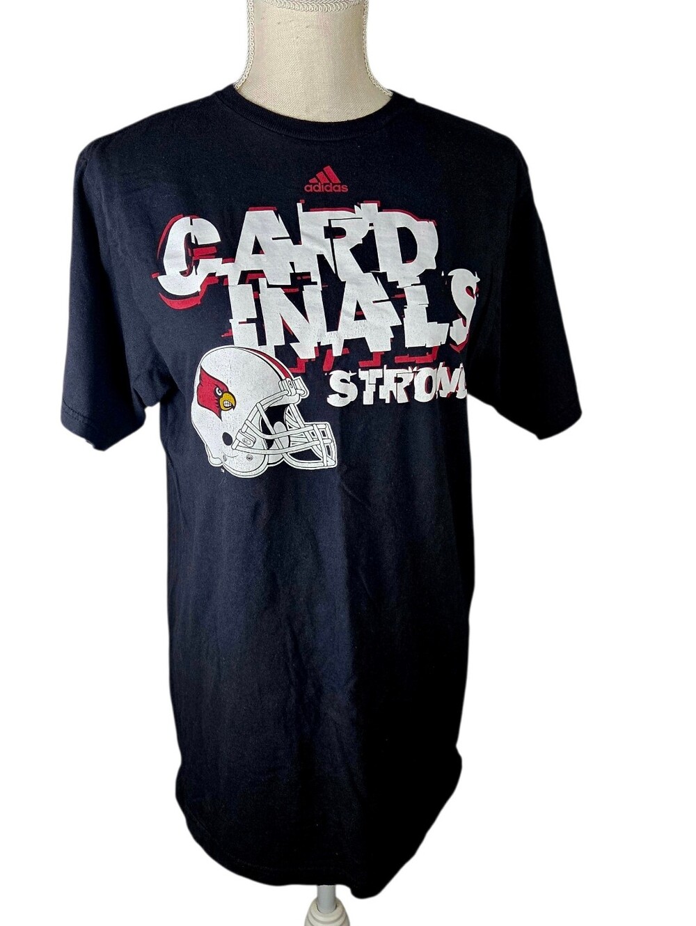 🔥4/$20 Adidas UofL Cardinals T-Shirt Mens Medium Black Short Sleeve *LIGHT WEAR